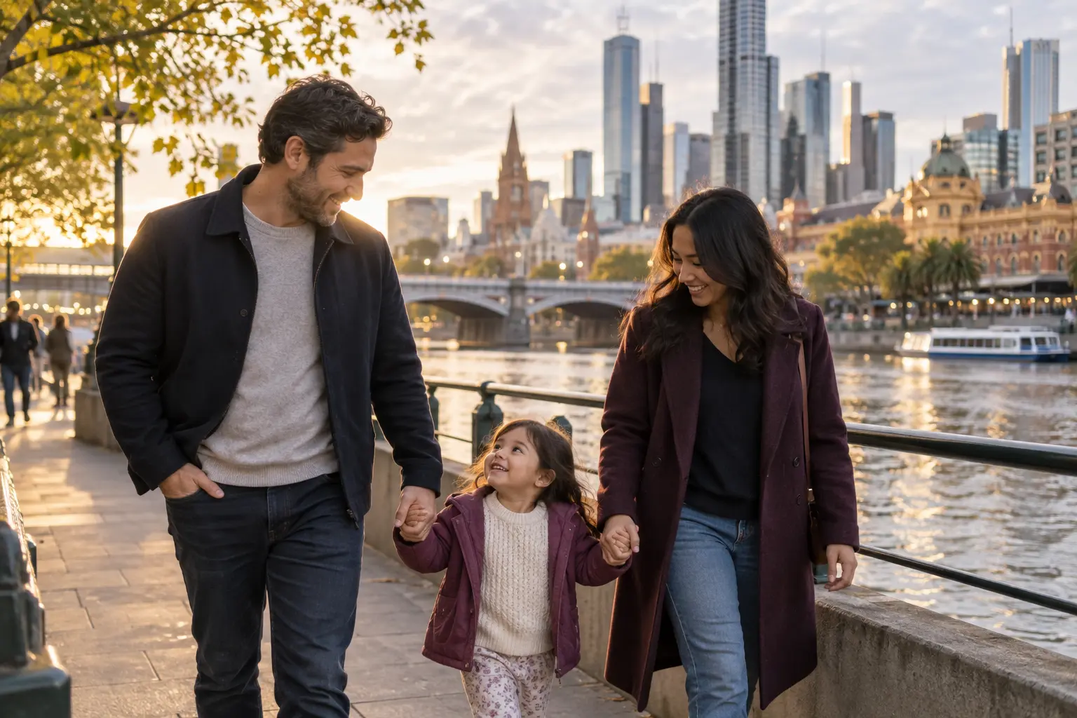 Family together in Melbourne for partner and family migration services